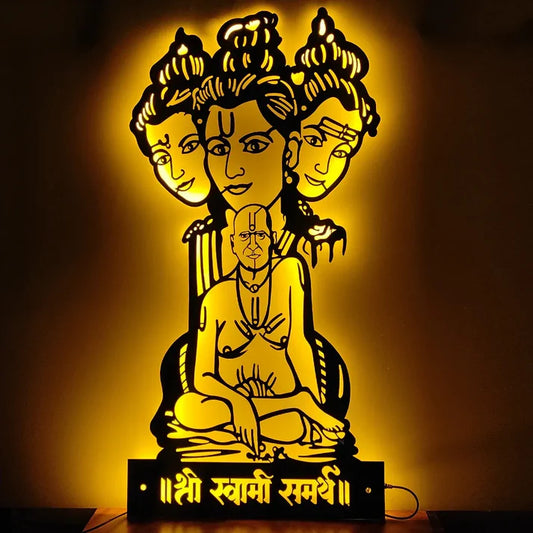 Swami Samartha Guru Dattatreya LED Metal Wall Decor