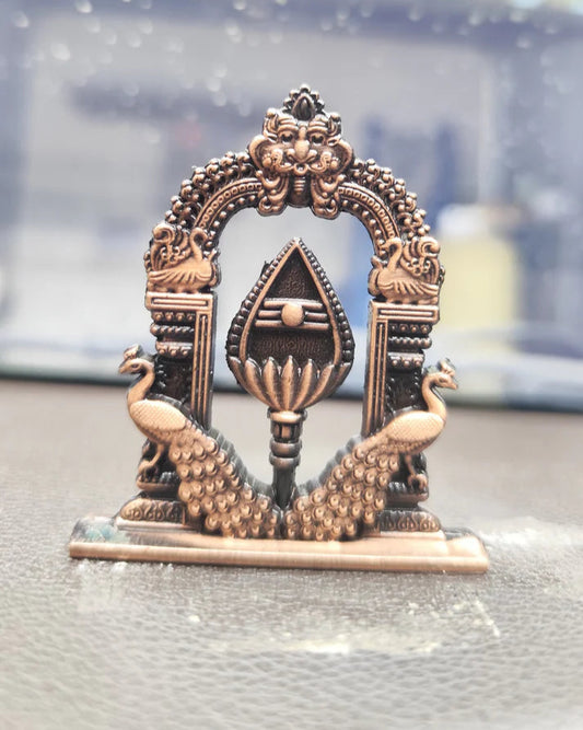 Lord Murugan Vel Idol with Arch and Peacocks