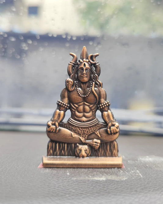 Lord Shiva in Deep Meditation – Antique Finish Idol for Car Dashboard & Home Temple