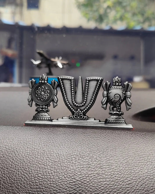 Black Antique Finish Venkateswara Namam with Shankh Chakra