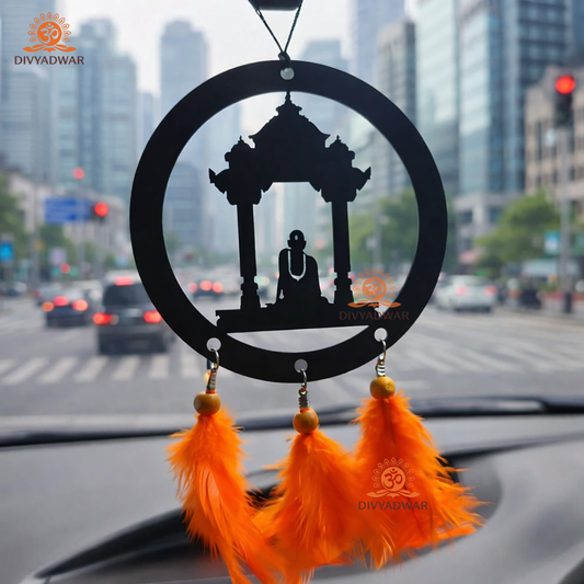 Shree Swami Samarth Car Hanging with Temple Frame